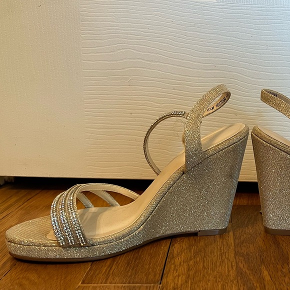 David's Bridal Shoes Davids Bridal Light Gold Sparkle Wedge Heels